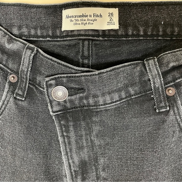 Abercrombie & Fitch 90s Slim Straight High Rise Jeans 26 / 2L Cross Over Waist - Picture 11 of 12